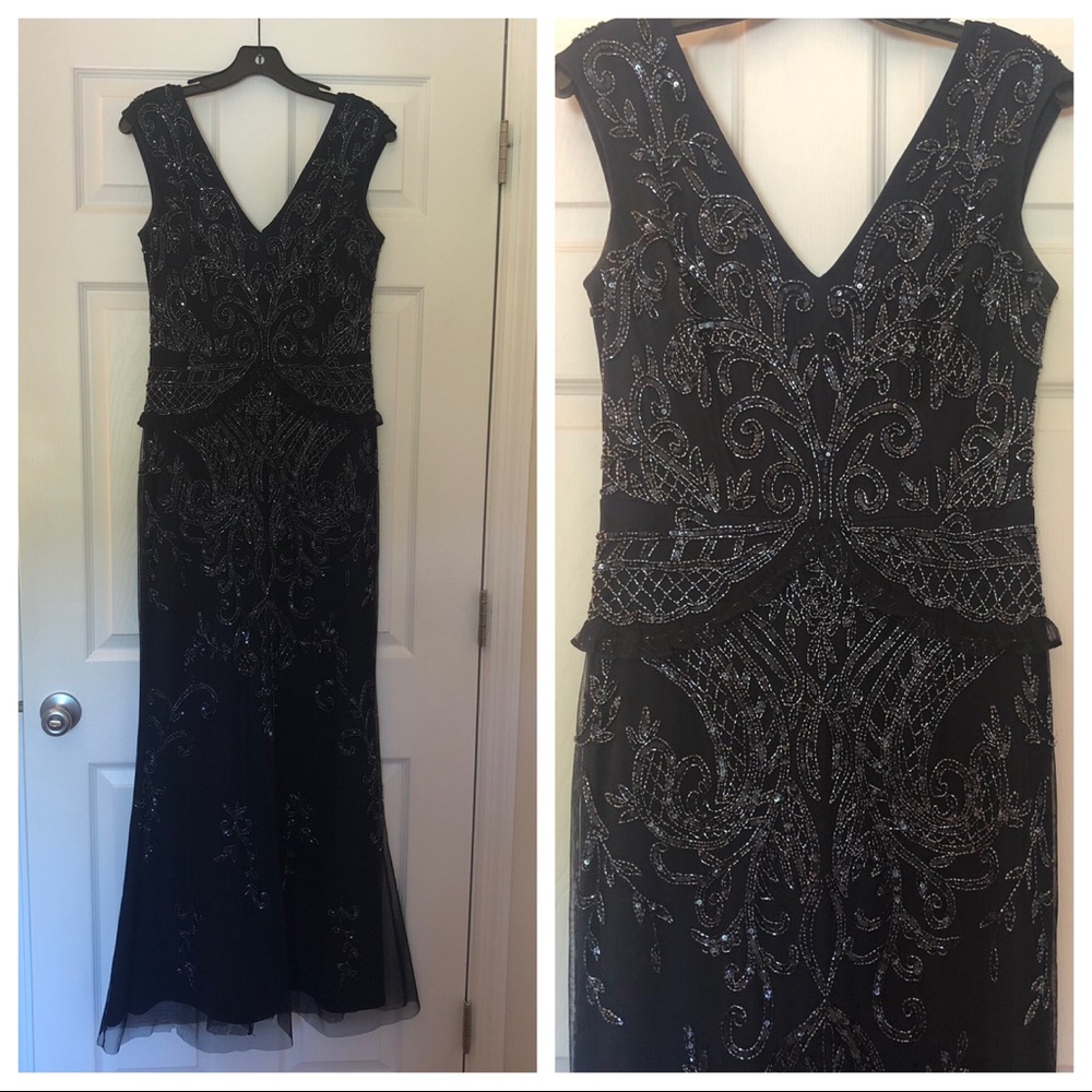 Adrianna Papell - Blue Sequin Evening Gown